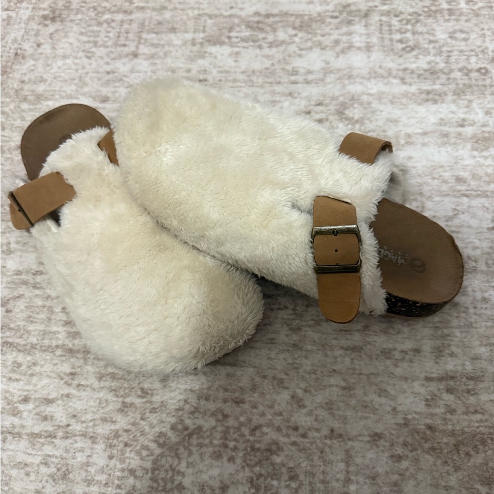 Fuzzy Cream and Tan Clogs